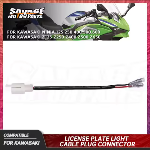 2024 License Plate Light Cable Plug Connector For Kawasaki Ninja 125 250 400 500 600 ZX-10R ZX-6R ZX