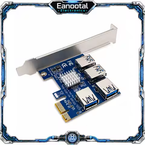 PCI-E 1X to 4 Port USB 3.0 Riser Card PCIe Expansion Adapter Converter for GPU Graphics Card Mining 