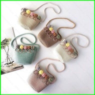 GC4 Lovely Girls Floral Straw Sling bag Kids Fashion Cute Coin Bag Mini Handbags Fashion CG4