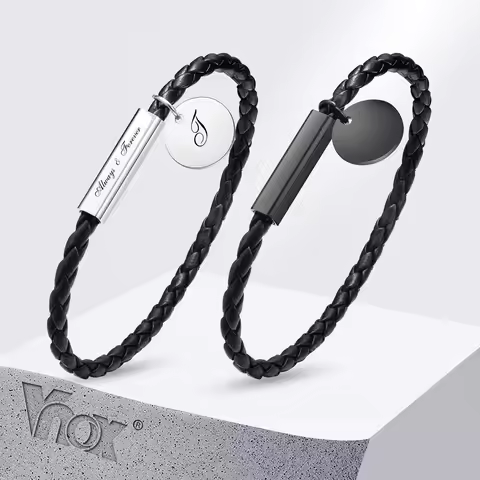 Vnox Free Custom Name Bracelets for Men Women, Small Coin Charm Wristband, Couple Promise Jewelry Gi