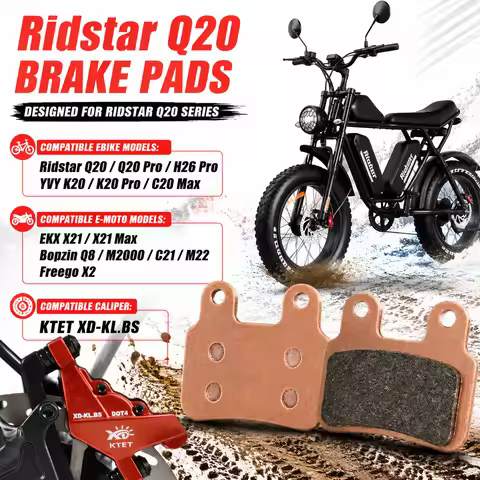No More Squeal Ebike Brake Pads Semi-Metallic for Ridstar Q20 YVY EKX Bopzin Freego KTET XD-KL.BS Hy