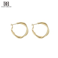 [daisydream] Golden Cross Twist Circle Earrings Female Earrings Simple 2025 Trendy Circle Earrings C
