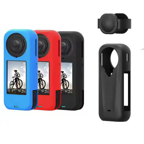 Silicone Cover Case with Lens Cap for Insta360 X4 Air, Skin Sleeve Soft Protective Cover Anti-Drop F