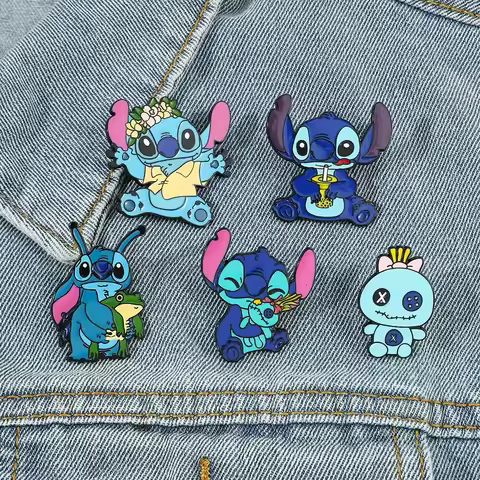 Disney Lilo & Stitch Series Enamel Pins and Brooch Badges for Kids Friends
