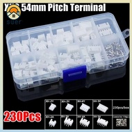 SUERHD 230Pcs Pin Connector, Male And Female 2p 3p 4p 5pin 2.54mm Pitch Terminal, Durable XH2.54 Hou