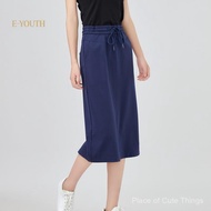 Eyouth 1960 Women Casual Drawstring Midi Skirt Pants