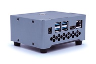 KKSB Odroid N2+ Case | Grey Aluminum Odroid N2+ Enclosure with 80mm Fan | 12mm Momentary Pushbutton 