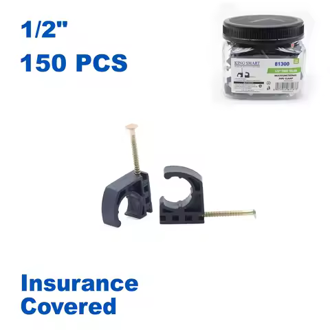 KING SMART 1/2" Half Clamp J-Hook with Nail For Pex, Copper, CPVC Pipe and Other Line and Cable Supp