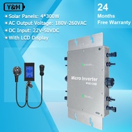 Y&amp;H 1200W Micro Inverter กันน้ำ IP65 MPPT DC28-50V PV อินพุต AC180-260V สำหรับ30V 36V แผงพลังงานแสงอาทิตย์