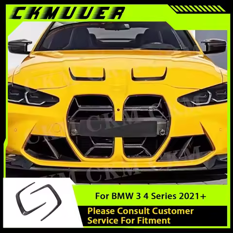 CKMUUER Front Hood Scoop Vent Frame Trim For BMW G80 G82 G83 M3 M4 2021-2024 Carbon Fiber Engine Bon