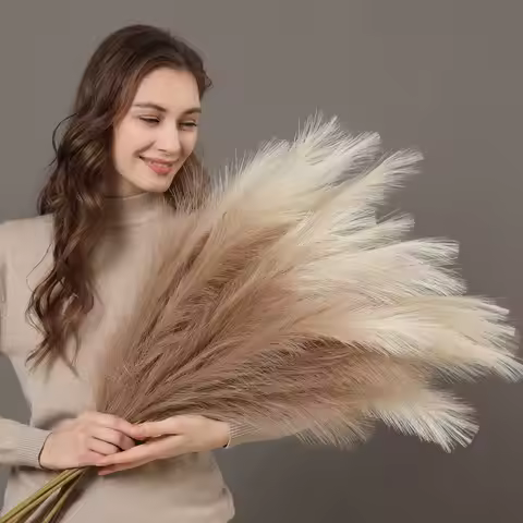 Large Artificial Pampas Grass 97cm Fake Pampas Floral 3/6 Branches Boho Farmhouse Room Wedding Decor