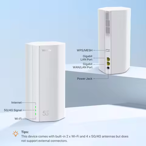 Unlocked Tenda AX1500 Wi-Fi 6 5G NR Router CPE 5G 4G LTE Router with SIM Slot 2.4/5Ghz Dual-Mode NSA