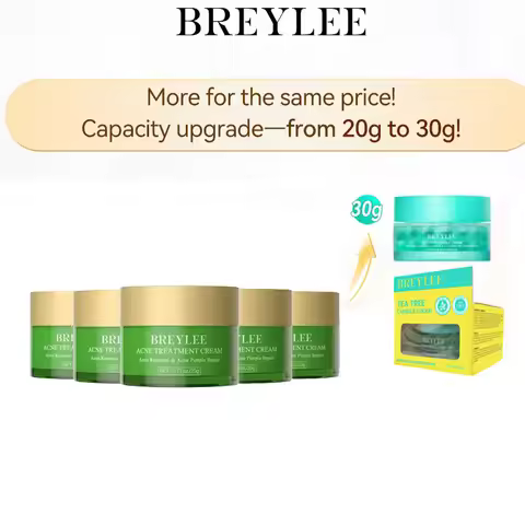 BREYLEE Tea Tree Acne Cream New Formula Upgrade More Effective Acne-Fighting Skincare Cream 30G 5PCS