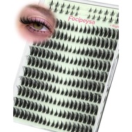 Focipeysa Fox Eye Lash Clusters Kit Fox Tail Lashes Cluster Eyelash Extensions Kit with Lash Bond an