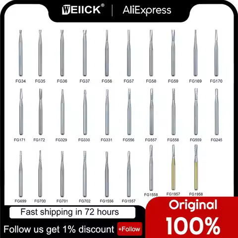 10Pcs/Box Dental Burs Pear-Shaped Type High Speed Burs Dia 1.6mm FG669 FG330 FG245 FG34 FG1558 FG556