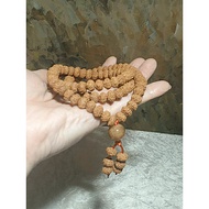 9.5mm 9 Mukhi (Faces) abacus shape Rudraksha &amp; 14mm Yellow Jadeite 108 mala beads/necklace 9.5毫米九瓣飞碟小金刚菩提配14毫米黄翡108念珠/项链
