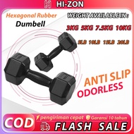 HI-ZON Dumbell Barbell utity Hexagonal Dumbbell Anti-slip Mini Dumbell 3-10KG