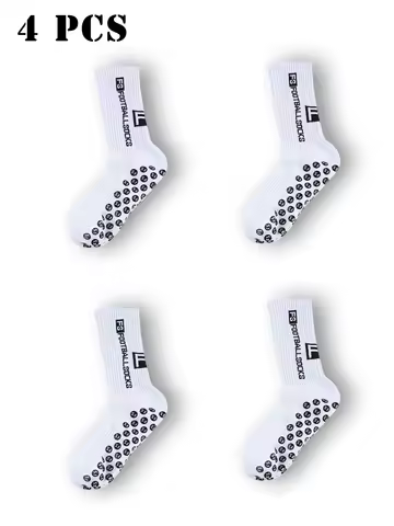 4 Pairs Men's Athletic SocK Soccer Socks Sports Grip Sock Anti-slip Basketball Socks Spot Rubber Non