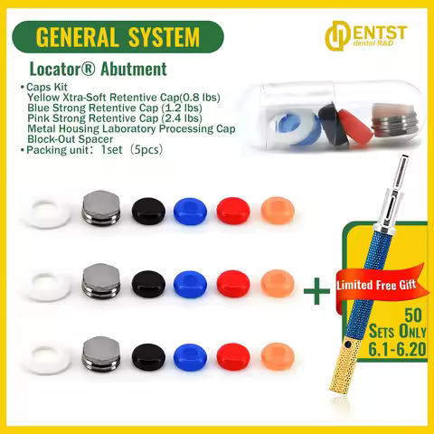 Dental Retention Implant Caps Kit - Removable Insertion Extraction Locator Core Tool Abutment for Hi