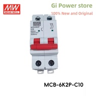 MCB-6K2P-C/D MEAN WELL Miniature circuit breaker MCB-6K2P-C10/D10 MCB-6K2P-C16/D16 MCB-6K2P-C32/D32 