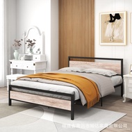 Modern Simple Home Dormitory Single-Layer Metal-Frame Bed Apartment Bed &amp; Breakfast Iron Double Bed Iron-Wood Beds