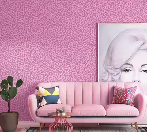 beibehang Blue leopard wallpaper pink gold light luxury bedroom living room background wall clothing