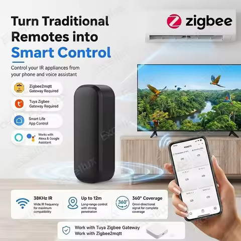 Zigbee Smart IR Remote Controller Temp Humidity Sensor Smart Home Infrared Universal Remote Control 