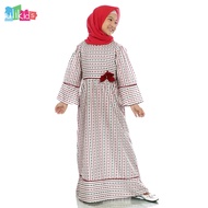 Ulikids Gamis Anak Perempuan Motif Garis dan Pita Bahan Katun Premium (Free Jilbab)