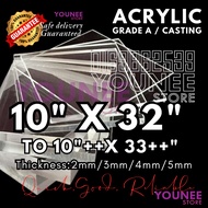 10 x 32 to 10 x 33++ inches acrylic sheet with 2mm, 3mm 4mm and 5mm / transparent akrilik