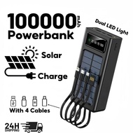 Original Solar Power Bank 150000mAhBuilt-in 4 Cables Power Bank Fast ChargerLED Light PowerBank