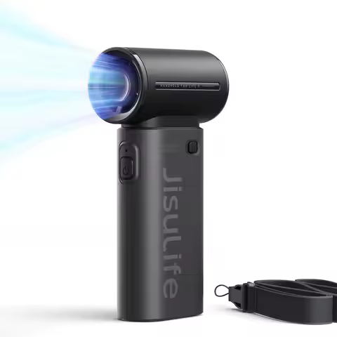 JISULIFE Handheld Turbo Fan,Super Strong Wind,5 Speeds,Long Battery Life,5000mAh,USB Rechargeable,Mu