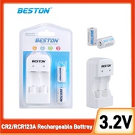 New Beston (RCR123A 650mAh 3.2V)/(CR2 300mAh 3.0V) 2x Rechargeable Battery and Charger BST-CD643 Ser