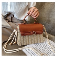 Comelnya Bag Woman Straw Beach Wicker Wooven Handbag Beg Tangan Wanita Pantai Jerami Anyaman Rotan