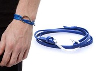 NYChic 全新正品 MIANSAI 美國製造 手工手環 手鍊 簡約 藍 義大利皮革 銀魚鉤 勾子 現貨