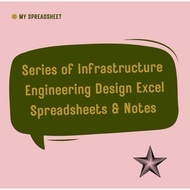 Series of Infrastructure  Engineering Design Excel Spreadsheets & Notes