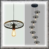 Lampu hias gantung void tangga motif roda INDUSTRIAL vintage retro WHEELS pendant lighting living di