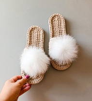 拖鞋 女款 Pom pon Slides 室內人字拖