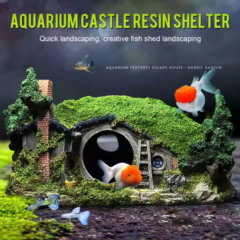 Resin Hobbit House Aquarium Rockery Ornament Fish Tank Landscaping Castle