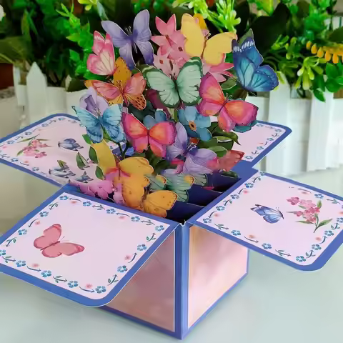 Pop-Up Flowers Bouquet Card 3D Greeting Card for Birthday Mothers Father's Day Graduation Wedding An