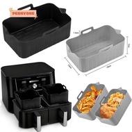 PEONYTWO Air Fryer Baking Tray, Silicone Rectangle Air Fryer Basket, Reusable Rectangle Basket Conta