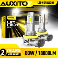 AUXITO 2PCS 80W 18000LM H11 HB3 9005 LED Headlight 6500k Cool White Adjustable Light Bulb For Haloge