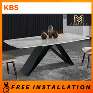 (FREE Installation+Shipping) KBS Hafford Luxury Ceramic / Marble Stone Dining Table with Epoxy Metal Steel Legs L1600mm / 1800mm / 2000mm / 2200 mm