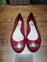 Vivienne Westwood X Melissa 棗紅色平底膠鞋