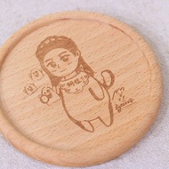 似顏繪杯墊—客製化杯墊 似顏繪 可雷雕文字 木頭底