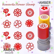 AMBER Flower Stamp, Plastic Cartoon DIY Drawing Toy,  Handcraft Self Inking Random Teacher Review St