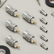 UHF PL-259 Male Solder Plug Connectors 5-Pack with Teflon Reducer, 50Ω, Fits RG59 RG8 RG8x LMR-400 R