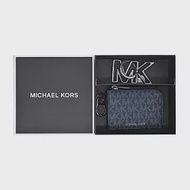 MICHAEL KORS PVC 滿版卡片-零錢包LOGO鑰匙圈禮盒- 藍