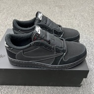 Ready stock Travis Scott x AJ1 low retro OG SP Black Knight basketball shoes sports shoes