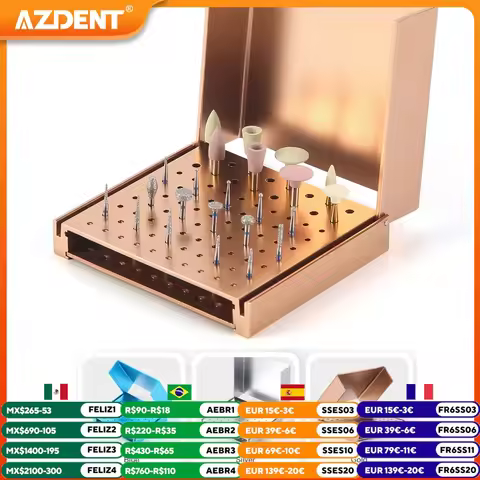 86/152 Holes AZDENT Dental Burs Holder Burs Cleaning Stand Box Case Autoclave Aluminum Sterilizable 