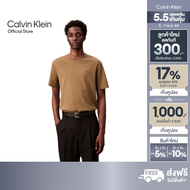 CALVIN KLEIN เสื้อยืดคอกลมแขนสั้นผู้ชาย Supima Cotton ทรง Relaxed รุ่น 4LB275G VFB-สีน้ำตาล